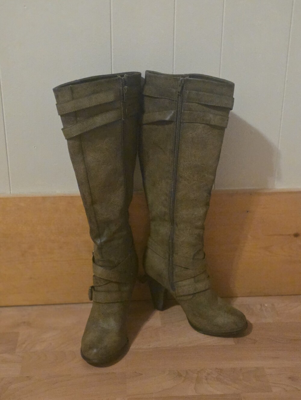 JustFab Olive Over-the-Knee Buckle Boots